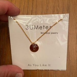 Gold necklace‎ with circle charm engraved with the letter "G" - new in package
